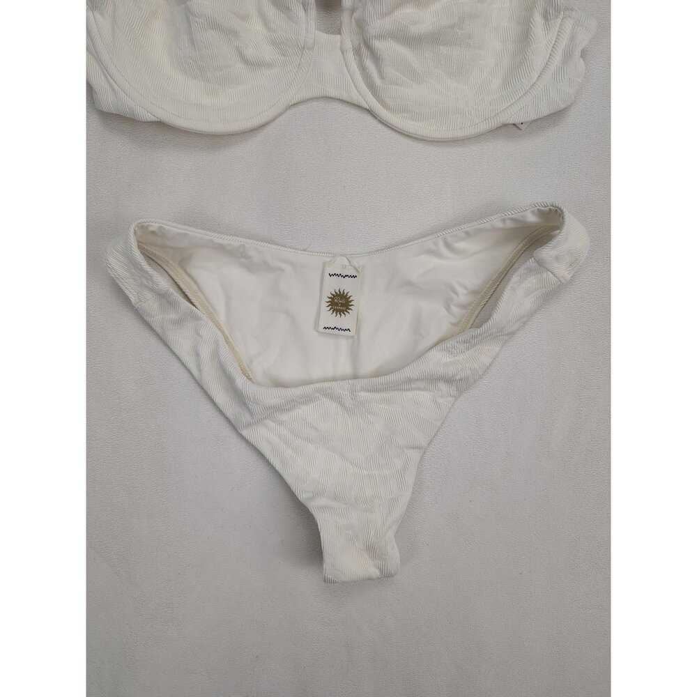 Rails White Ribbed Underwire Bikini Set Top M Bottom S - Picture 8 of 11
